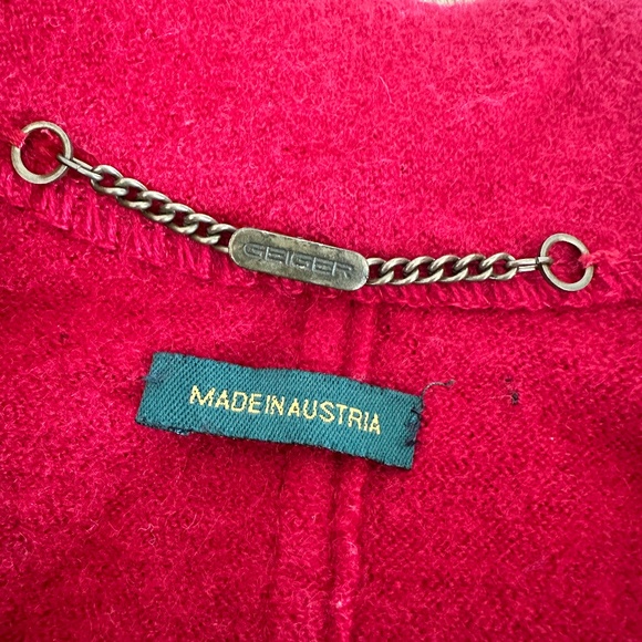 GEIGER Austria Red Boiled Wool Blazer Jacket Coat Cardigan - Picture 6 of 11